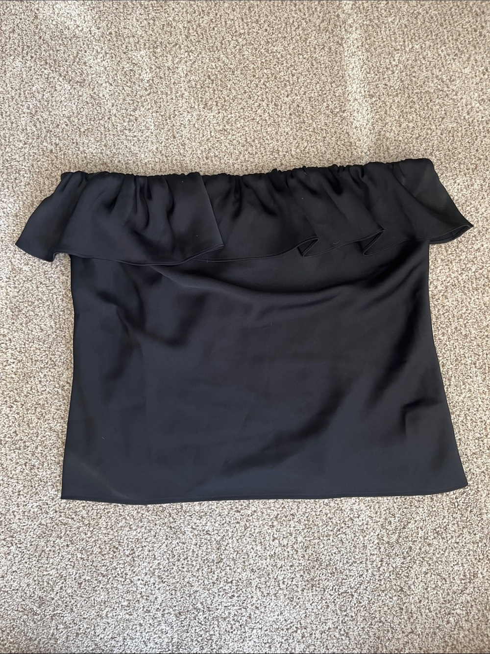 Strapless Black Ruffle Top